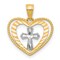 10K Gold & Rhodium Plated Heart Cross Charm Pendant Jewelry 20 x 15mm